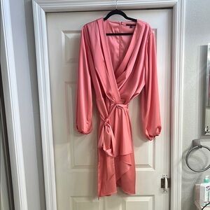 Elegant Pink Wrap Dress